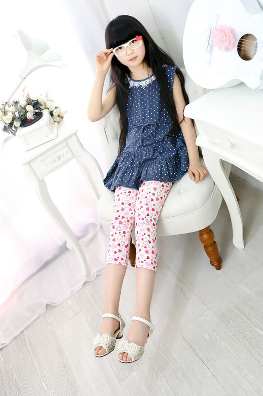 Hartjes Print Zachte Katoenen Capri Legging