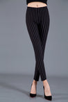 Legging met witte krijtstreep