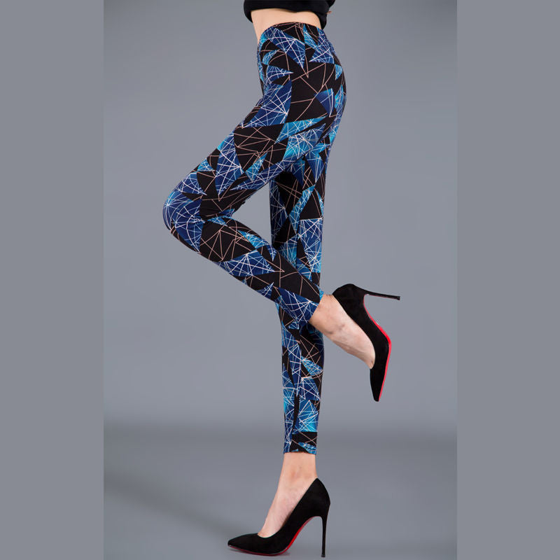 Zwart-blauwe legging met geometrische print